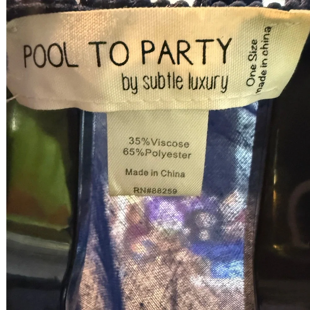 Pool To Party by Subtle Luxury Blue Embroidered Floral Kimono Cover Up OS